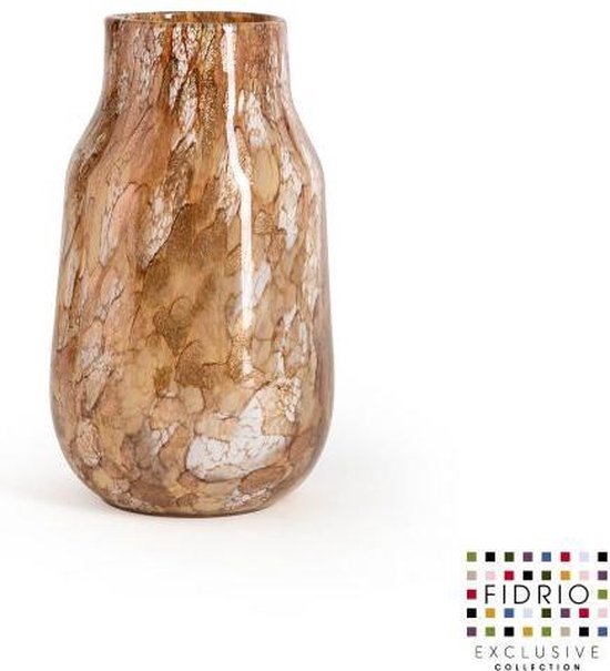 Design vaas Verona medium - Fidrio GOLD - glas, mondgeblazen bloemenvaas - diameter 9 cm hoogte 25 cm