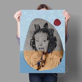 Girl With Ice Crean Vintage Muur Print Poster 13x18cm Multi-color