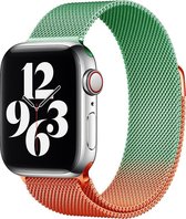 Milanese band - groen oranje - Geschikt voor Apple Watch