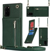 Voor Samsung Galaxy S20 Cross-body Rits Vierkante TPU + PU Achterkant Case met Houder & Kaartsleuven & Portemonnee & Riem (Groen)