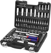 gereedschap| gereedschapset| dopsleutelset| gereedschapskoffer gevuld| dopsleutelset voor bits, ratel, 1/2 inch en 1/4 inch snelwissel, 108 stuks