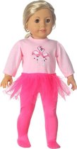 Poppenkleertjes - Geschikt voor Baby Born - Ballerina jurk - Flamingo shirt met lange mouwen, roze tutu, roze maillot