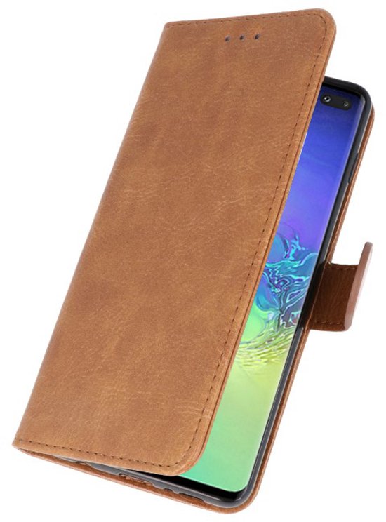 Bookstyle Wallet Cases Étui pour Samsung Galaxy S10 Plus Marron