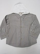 noukie's  , jongens , overhemd met kap , bruin streep wit blauw , 4 jaar 104