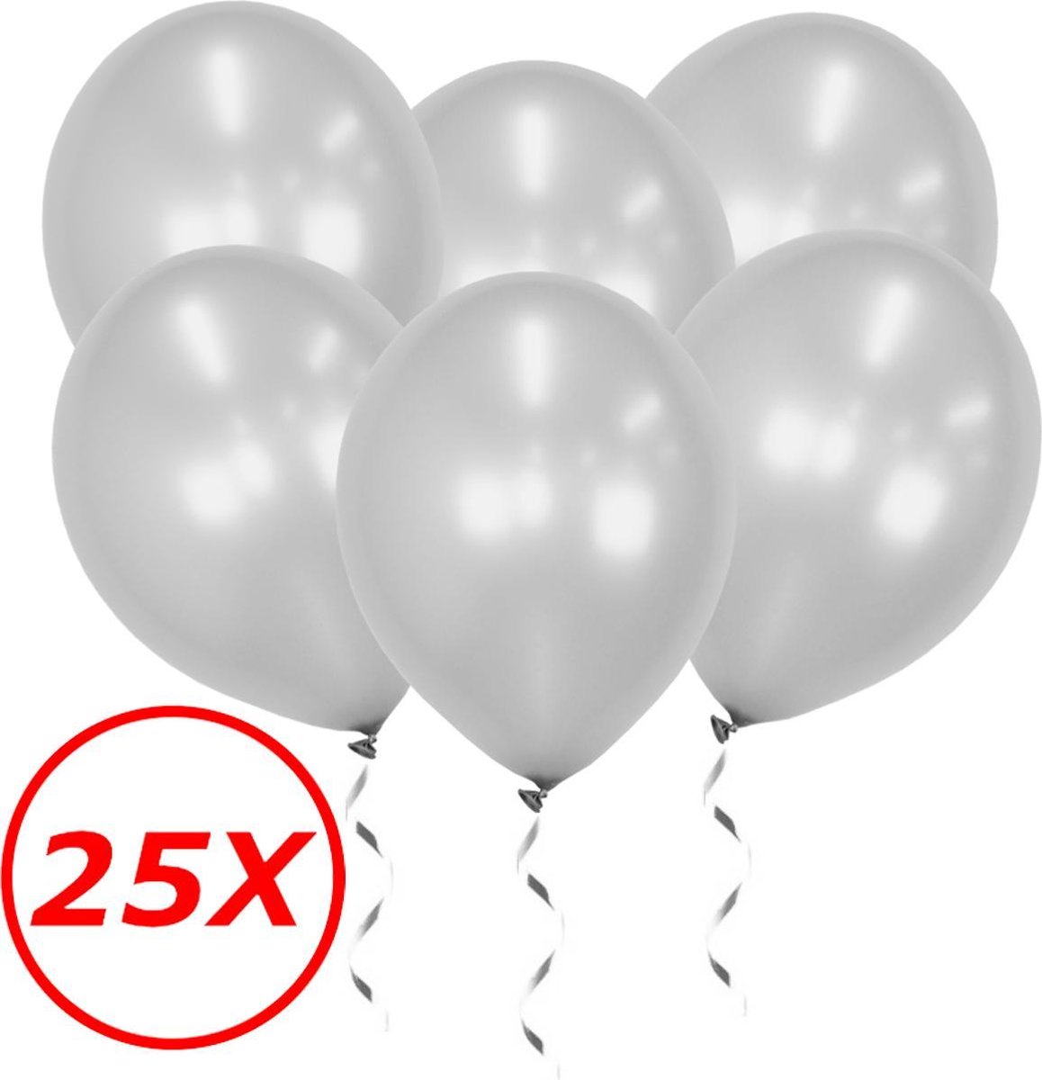 Zilveren Ballonnen Feestversiering Verjaardag 25st Metallic Zilver Ballon - BTH