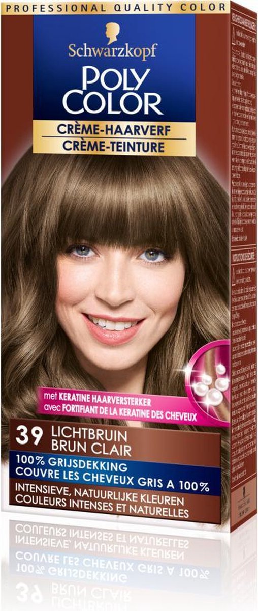 Schwarzkopf Poly Color Crème Haarverf 39 Lichtbruin - 1 stuk - intensieve, natuurlijke kleuren met 100% grijsdekking