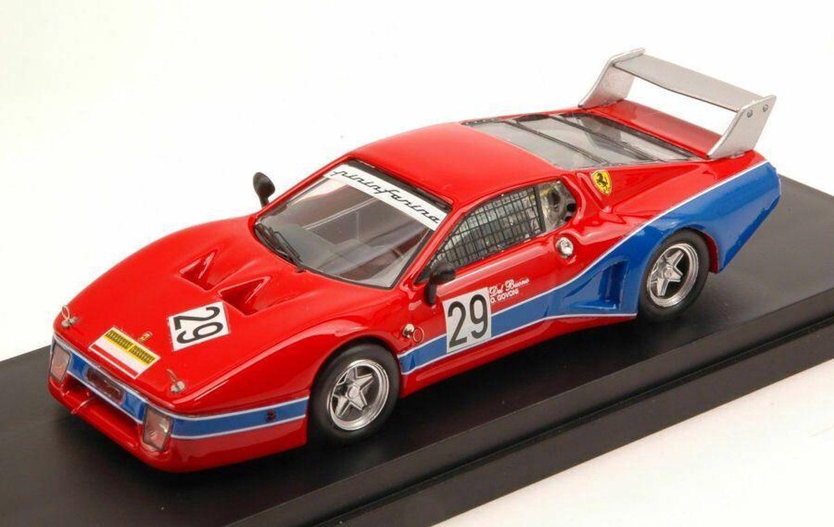 De 1:43 Diecast Modelcar van de Ferrari 512BB #29 van Mugello van 1981. De coureurs waren Del Buono en Govoni. De fabrikant van het schaalmodel is Best Model. Dit model is alleen online verkrijgbaar