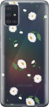 Samsung Galaxy A51 Telefoonhoesje - Transparant Siliconenhoesje - Flexibel - Met Bloemenprint - Madeliefjes