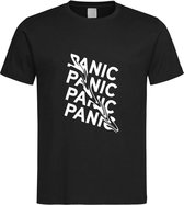 Zwart T-Shirt met “ Panic “ print Wit  Size XXXL