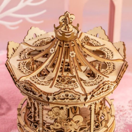 Robotime - Muziekdoos - DIY - 3D - Romantic Carousel - Houten Modelbouw van Robotime — afbeelding 2