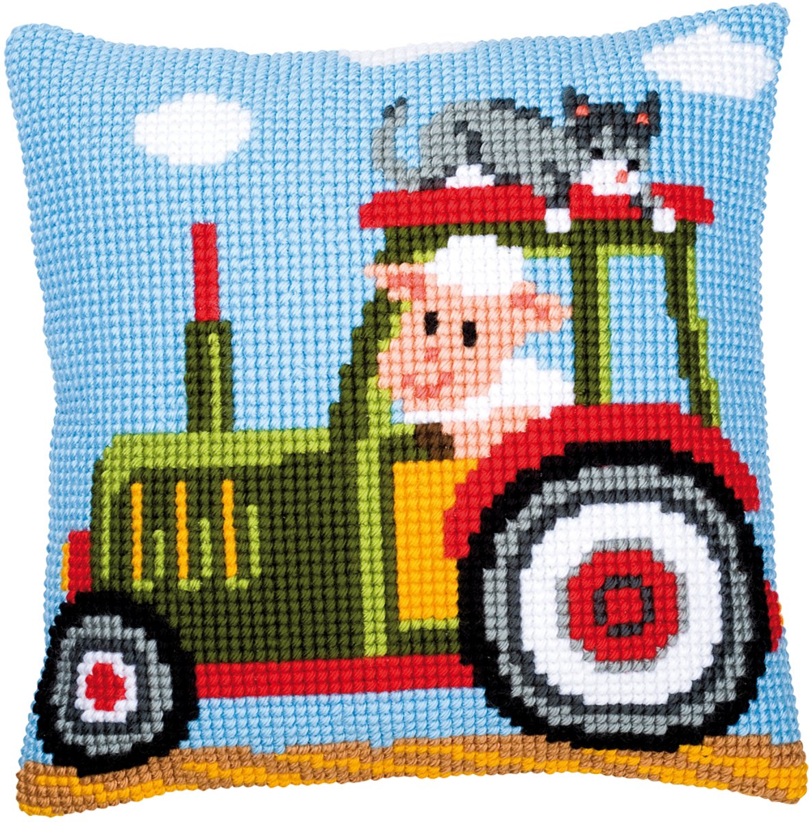 Vervaco - Kruissteekkussen kit - Tractor - PN-0008483 - Borduren - Borduurpakket - Borduurpakket volwassenen - Borduurpakket kind