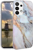 IYUPP Marmer cover geschikt voor Samsung Galaxy A52 Hoesje Wit