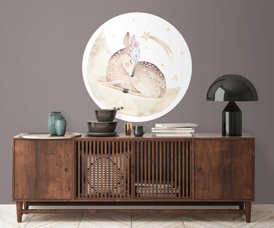 Papier peint cercle 60cm Cerf endormi