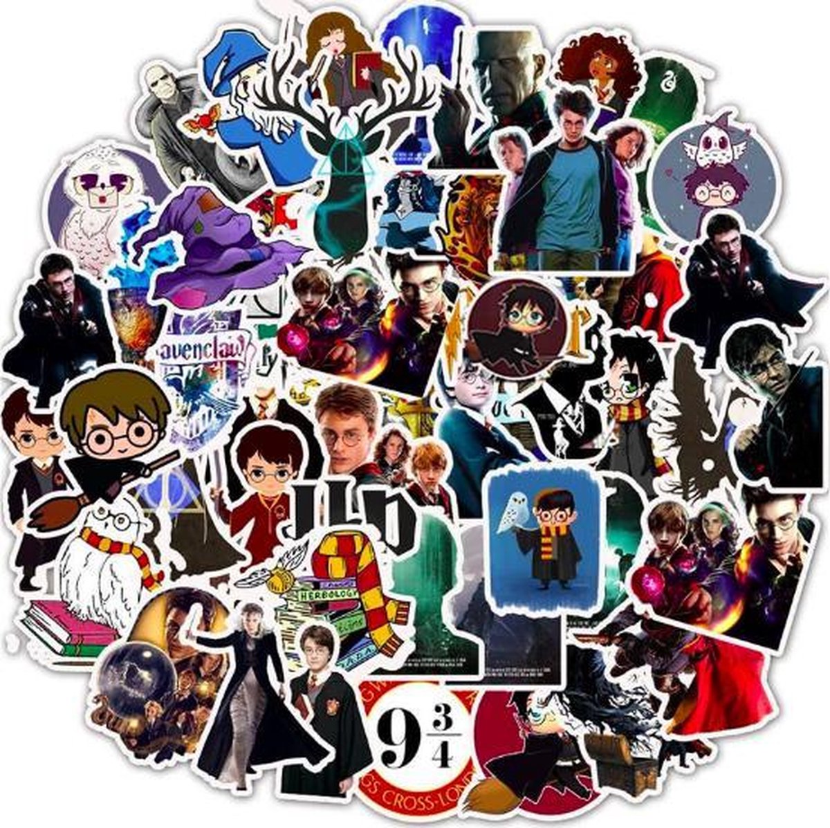ProductGoods - 50 Stuks Harry Potter Stickers - Muur Decoratie - Koffer Decoratie - Laptop Decoratie - Koelkast Decoratie - Stickervellen - Harry Potter Stickers - ProductGoods