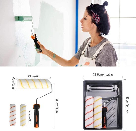 Verfroller Zinaps Paint Roller Set 4 Pieces Paint Roller Kit inclusief verfroller... bol