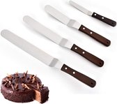 Paleetmes - Zinaps Premium ICING spatel kit, 4-delige professionele hoek palet set, roestvrij staal hoekige suikerglazuur spatel met houten handvat, icing mes voor bakken, cake decoratie, ici