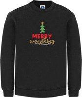 Kerst sweater - MERRY EVERYTHING - kersttrui - zwart - large -Unisex