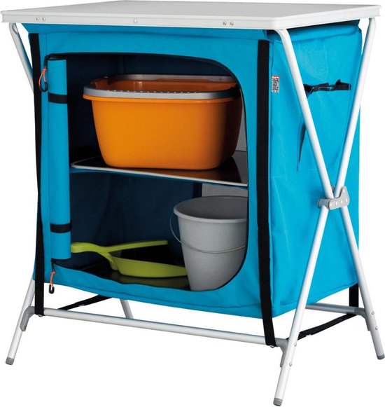 Armadietto Da Campeggio Eurotrail St. Barts Colore Antracite. Pratico E Richiudibile, Con Telaio In Alluminio E Piani In MDF. Dimensioni 72x50x82cm, Portata Max 25kg.