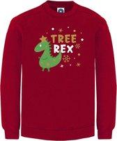Kerst sweater - TREE REX - kersttrui - ROOD - large -Unisex