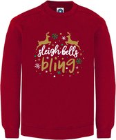 Kerst sweater - SLEIGH BELLS BLING - kersttrui - ROOD - large -Unisex
