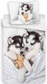 foto van Animal Pictures Dekbedovertrek Husky - Eenpersoons - 140  x 200 cm - Katoen