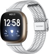Stalen Smartwatch bandje - Geschikt voor  Fitbit Sense roestvrij stalen band - zilver - Strap-it Horlogeband / Polsband / Armband