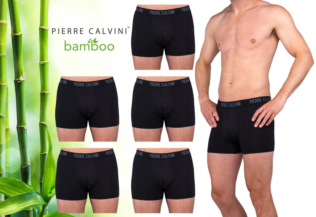Pierre Calvini Bamboe Ondergoed Heren - 5 Stuks - - Zwart - M - Boxershort Heren - Trunk