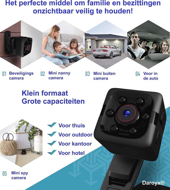 Daroyx® SQ11R30 Spycam camera met HD kwaliteit Mini spy