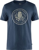 Fjällräven Fikapaus T-shirt - Men's - Navy Blue - Outdoorshirt - Bio Katoen & Gerecycled Polyester