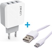 Ldnio A3303 3-poorts Quick Charge oplaadstekker | 1 Meter | USB Power oplader met Micro USB Kabel - USB Fast Charge | Snellader Samsung Galaxy A3 A5 A6 2017 / 2018 A7 J3 J4 J5 J6 S