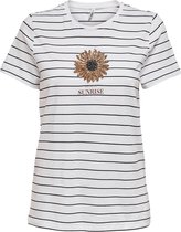 Only T-shirt Onlkita Life Reg S/s Sunflower Top 15239537 Bright White/sunrise Dames Maat - XS