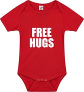 Free hugs tekst baby rompertje rood jongens en meisjes - Kraamcadeau - Babykleding 80 (9-12 maanden)