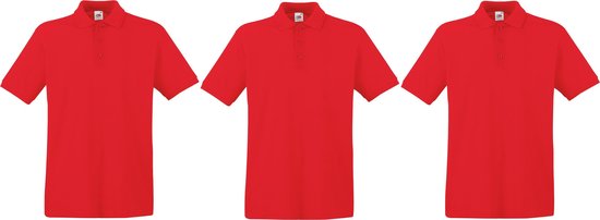 3-Pack maat 2XL rood polo shirt premium van katoen voor heren - Polo t-shirts voor heren