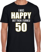 Verjaardag t-shirt 50 jaar - happy 50 - zwart - heren - Abraham vijftig jaar cadeau shirt S