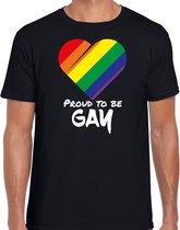 T-shirt proud to be gay - Pride vlag hartje shirt - zwart - heren -  LHBT - Gay pride kleding / outfit 2XL
