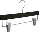 De Kledinghanger Gigant - 10 x Rok / broekhanger kunststof soft-touch zwart met anti-slip knijpers, 36 cm