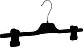 De Kledinghanger Gigant - 20 x Rok / broekhanger kunststof velours zwart met anti-slip knijpers, 35 cm