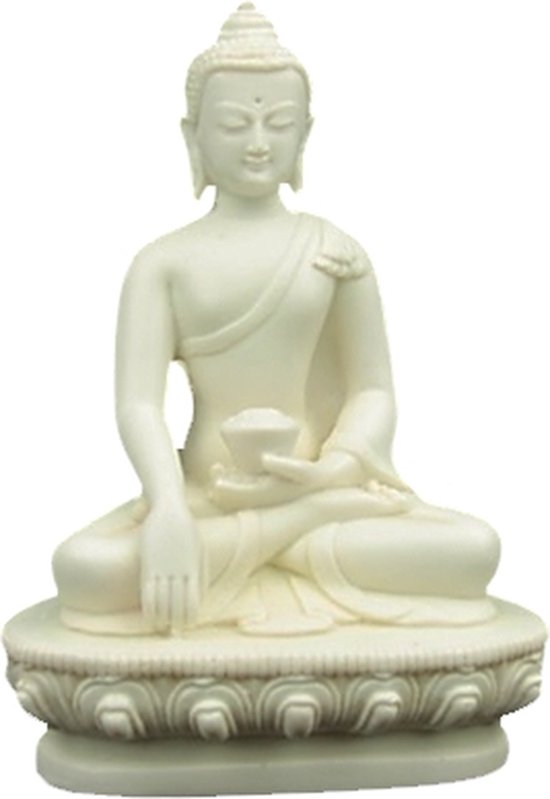 Boeddha beeld klein wit - 15 - Polyresin