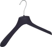 De Kledinghanger Gigant - 50 x Mantel / kostuumhanger kunststof velours zwart met schouderverbreding, 38 cm