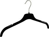 De Kledinghanger Gigant - 50 x Blouse / shirthanger kunststof velours zwart met rokinkepingen, 43 cm