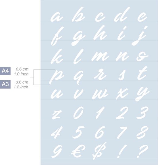 QBIX Lettersjabloon Sierletters A4 Formaat Kunststof - Hoogte letters 2-3cm - QBIX