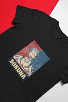 Sukuna Ryomen Retro T-Shirt | Jujutsu Kaisen Anime Merchandise | Maat M Zwart