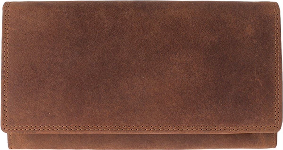 Houtkamp Portemonnee Leer Dames - Overslag - Hunter Leder - Vintage - RFID Anti-skim Protectie - Bruin