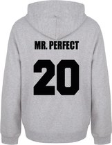 MR & MRS PERFECT couple hoodies grijs (MR - maat L) | Gepersonaliseerd met datum | Matching hoodies | Koppel hoodies