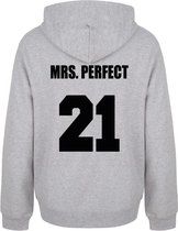 MR & MRS PERFECT couple hoodies grijs (MRS - maat S) | Gepersonaliseerd met datum | Matching hoodies | Koppel hoodies