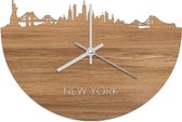 Skyline Klok New York Eikenhout - Ø 40 cm - Woondecoratie - Wand decoratie woonkamer - WoodWideCities