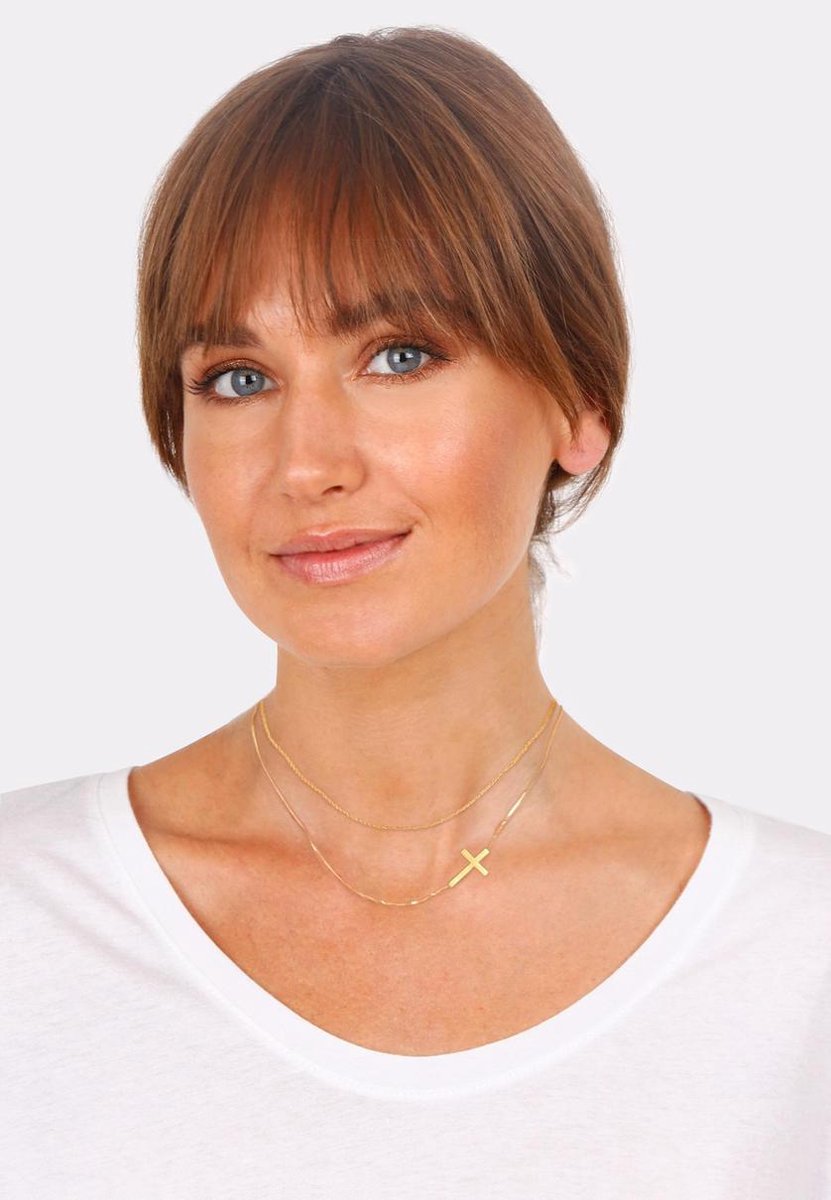 Elli - Halsketting - Dames Laag Kruis Gedraaid Tank in 925 Sterling Zilver - Dames