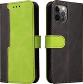 Samsung Galaxy S21 Book Case Hoesje met Koord - PU Leer - Pasjeshouder - Magnetische Sluiting - Samsung Galaxy S21 - Zwart/Groen