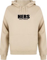 HIS & HERS couple hoodies beige (HERS - maat XS) | Gepersonaliseerd met datum | Matching hoodies | Koppel hoodies