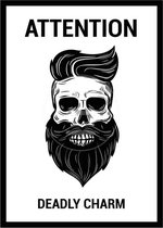 Kappersbord - Houten bord - Muurdecoratie - Hout - Kapperszaak - Poster - Barber - Barbershop - Decoratie - Bearded Skull